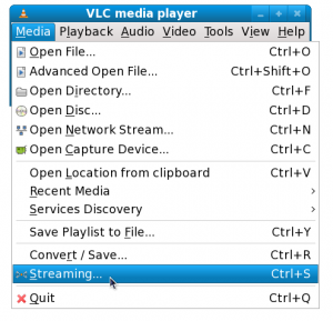VLC Streaming Menu Option