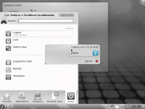 Fedora 12 KDE logout